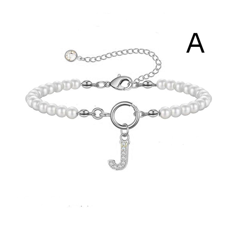 New Fashion Toggle Clasp Initial Bracelet Women A-Z Letter Pendant 6mm Pearl Bracelet For Women Jewelry Gift view 52