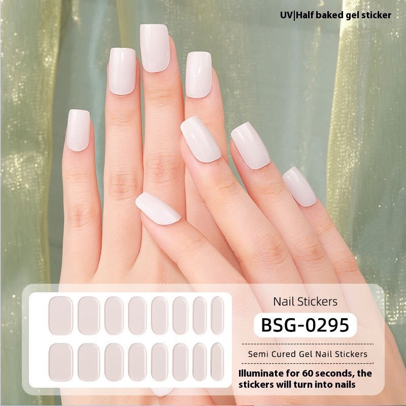 Pure Color UV Gel Nail Sticker Semi-curing Gel Nail Stickers Heating Lamp view 6