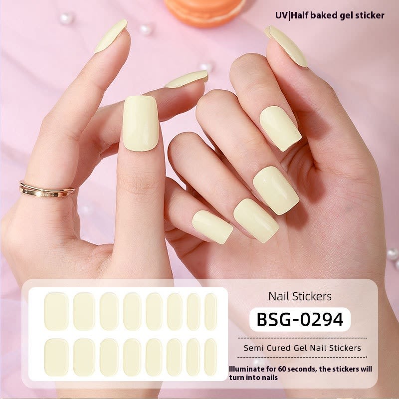 Pure Color UV Gel Nail Sticker Semi-curing Gel Nail Stickers Heating Lamp view 4