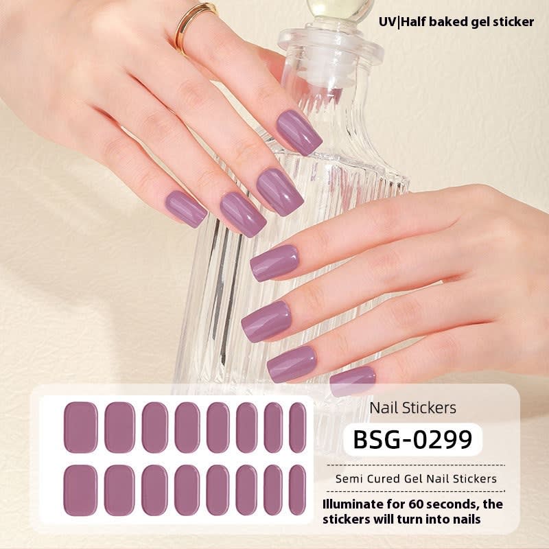 Pure Color UV Gel Nail Sticker Semi-curing Gel Nail Stickers Heating Lamp view 5