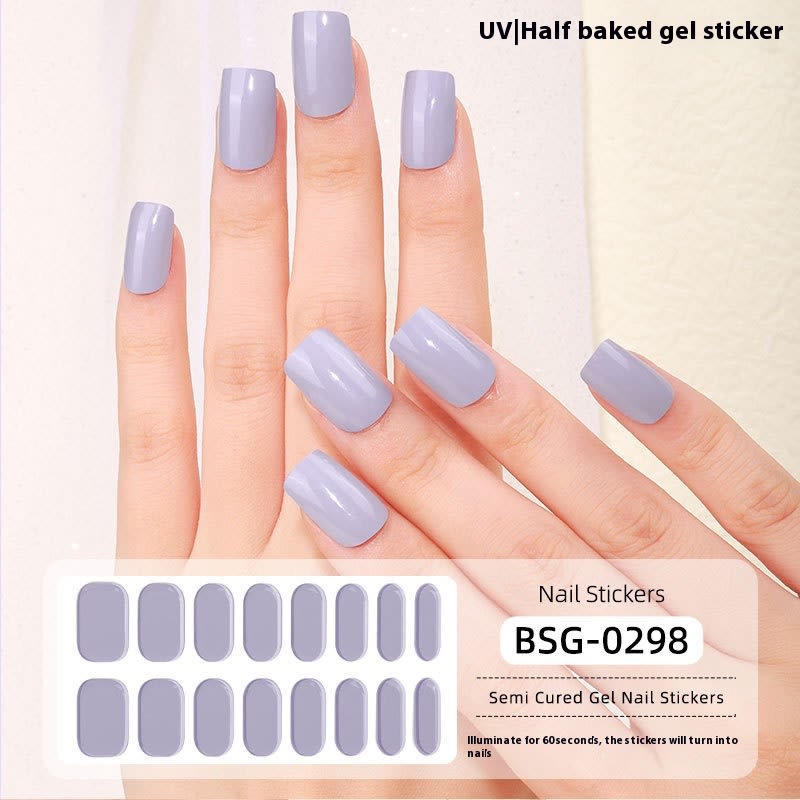 Pure Color UV Gel Nail Sticker Semi-curing Gel Nail Stickers Heating Lamp view 2