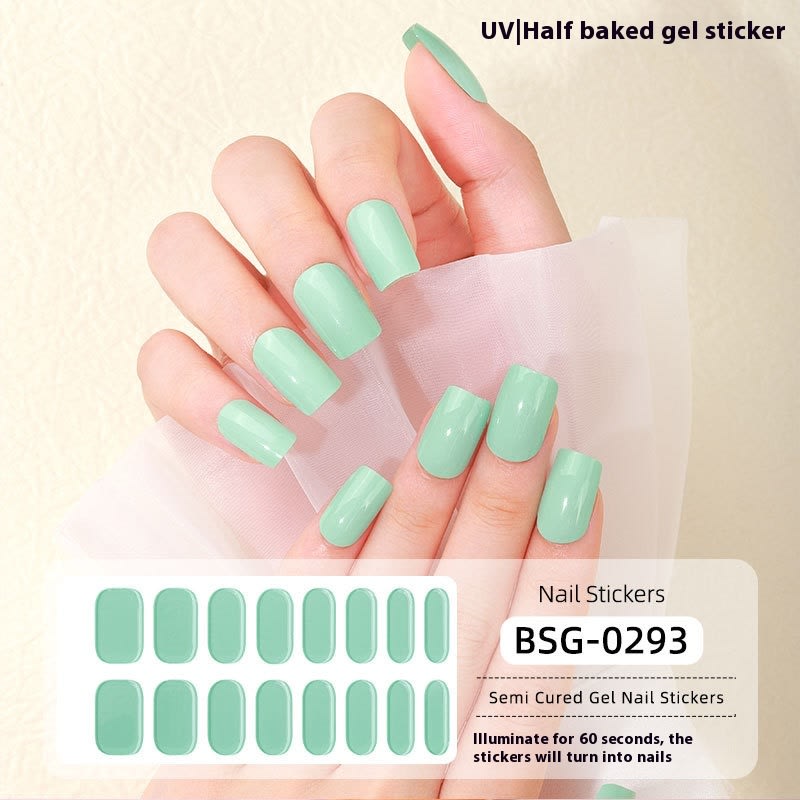 Pure Color UV Gel Nail Sticker Semi-curing Gel Nail Stickers Heating Lamp view 3