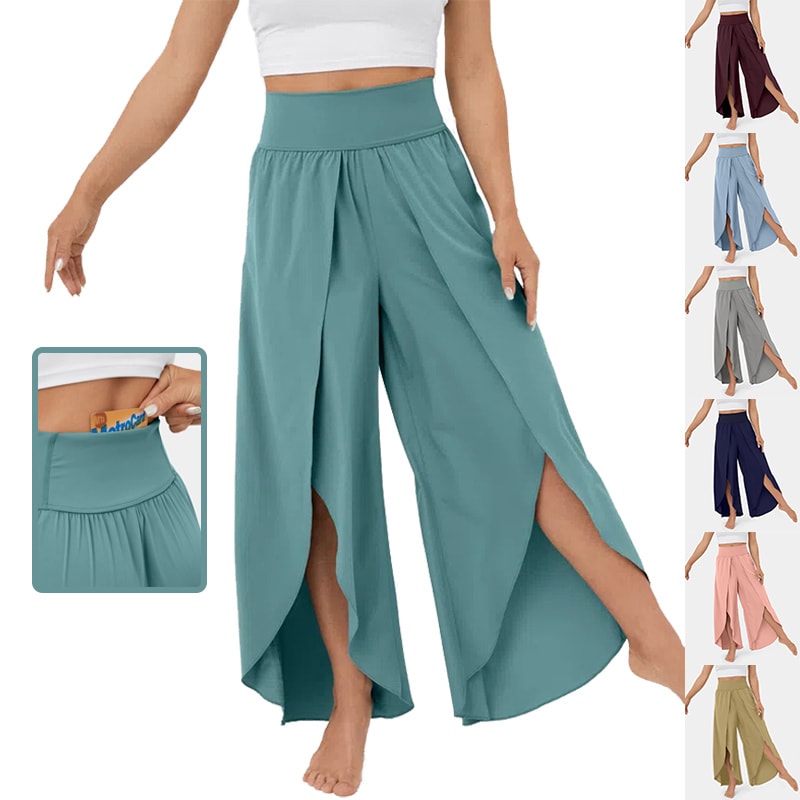 Loose Split Yoga Pants Summer Elastic High Waist Wide Leg Trousers Women's Fashion Versatile Clothing view 15