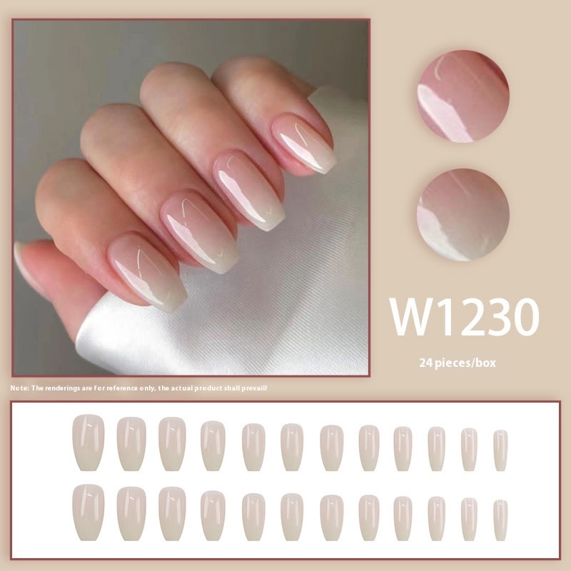 Pink Mid-length Nail Sequins White Cute Sweet And Simple Wear view 2