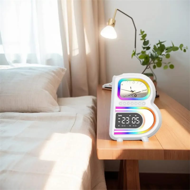 New B-Shaped Blutooth Speaker Multifunctional Smart Music Rhythm Lighting Phone Wireless Charger TF Card AUX Input Standard Mode view 3