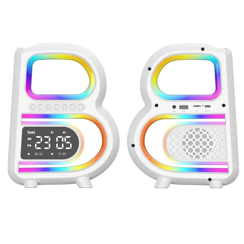 New B-Shaped Blutooth Speaker Multifunctional Smart Music Rhythm Lighting Phone Wireless Charger TF Card AUX Input Standard Mode view 5