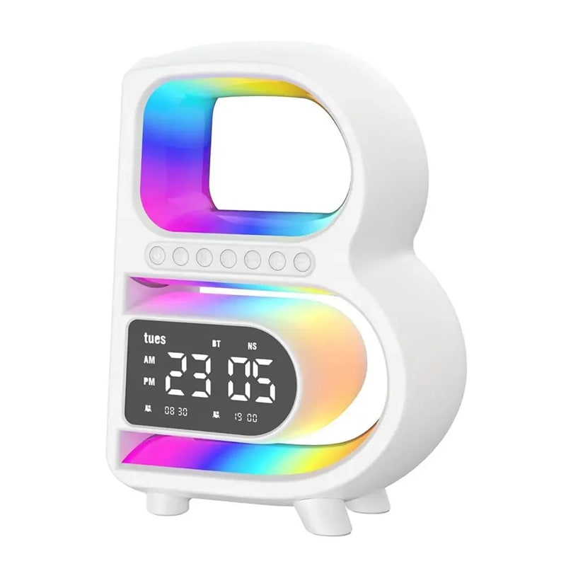 New B-Shaped Blutooth Speaker Multifunctional Smart Music Rhythm Lighting Phone Wireless Charger TF Card AUX Input Standard Mode view 10