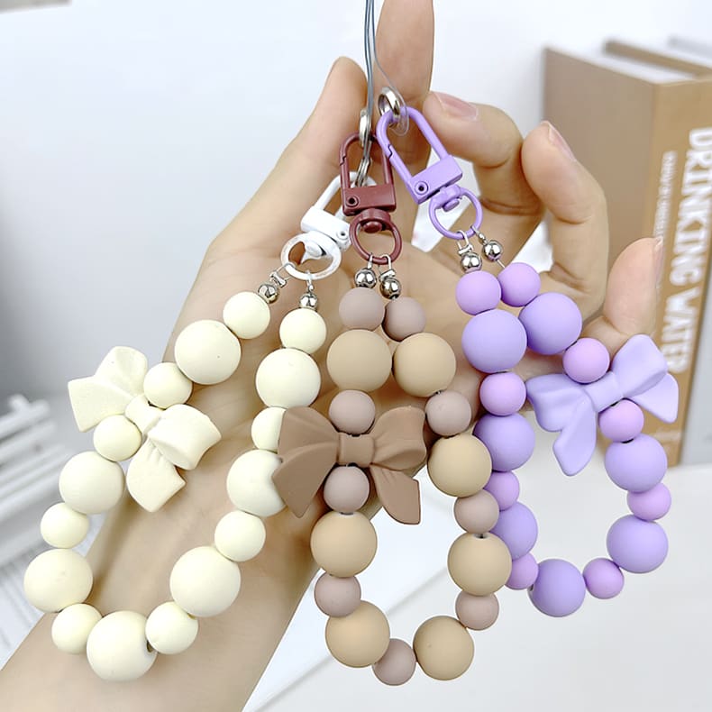Small Niche Instagram Contrasting Frosted Bead Phone Case Handmade Beaded Chain view 6