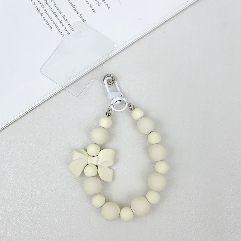 Small Niche Instagram Contrasting Frosted Bead Phone Case Handmade Beaded Chain view 4