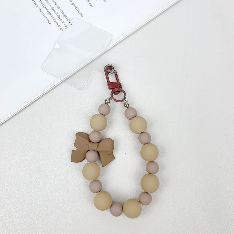 Small Niche Instagram Contrasting Frosted Bead Phone Case Handmade Beaded Chain view 3