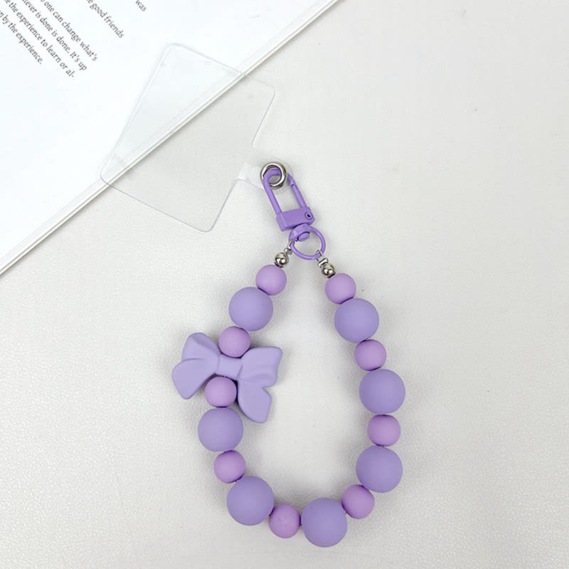 Small Niche Instagram Contrasting Frosted Bead Phone Case Handmade Beaded Chain view 5