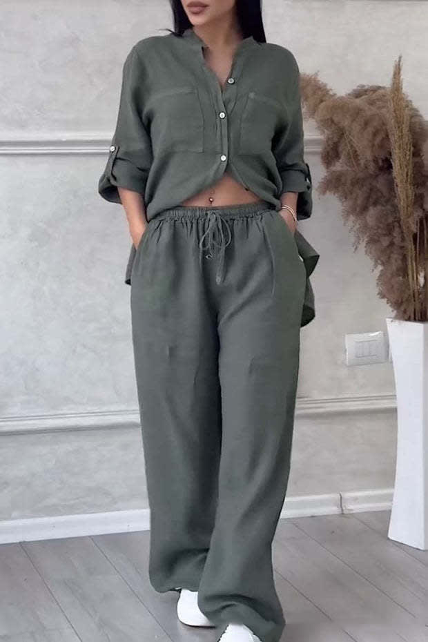 Women's New Stand Collar Long Sleeve Casual Top Two-piece Pants Pack view 15