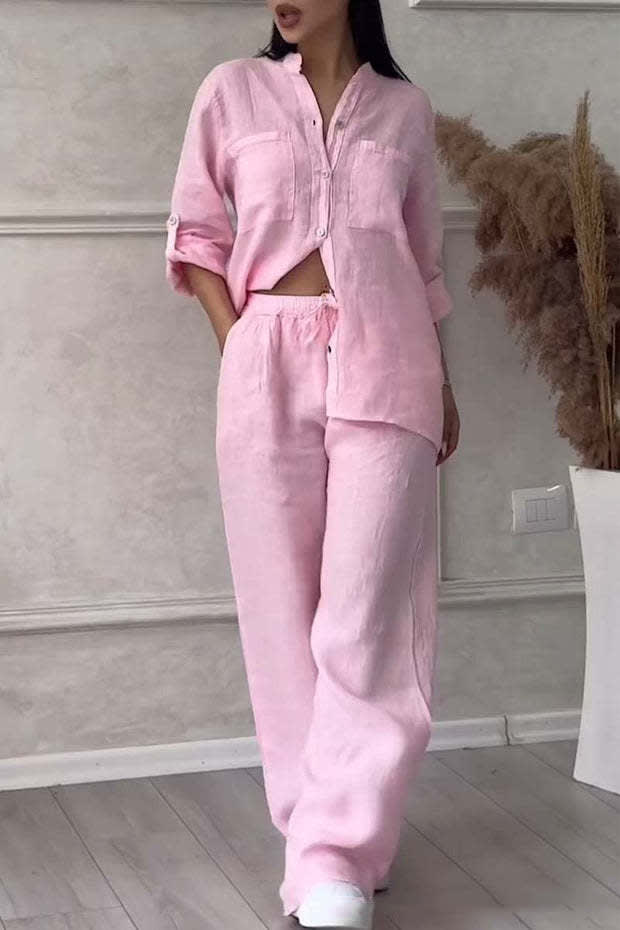 Women's New Stand Collar Long Sleeve Casual Top Two-piece Pants Pack view 3
