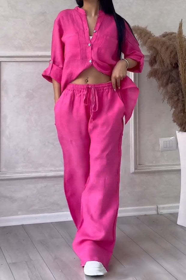 Women's New Stand Collar Long Sleeve Casual Top Two-piece Pants Pack view 9