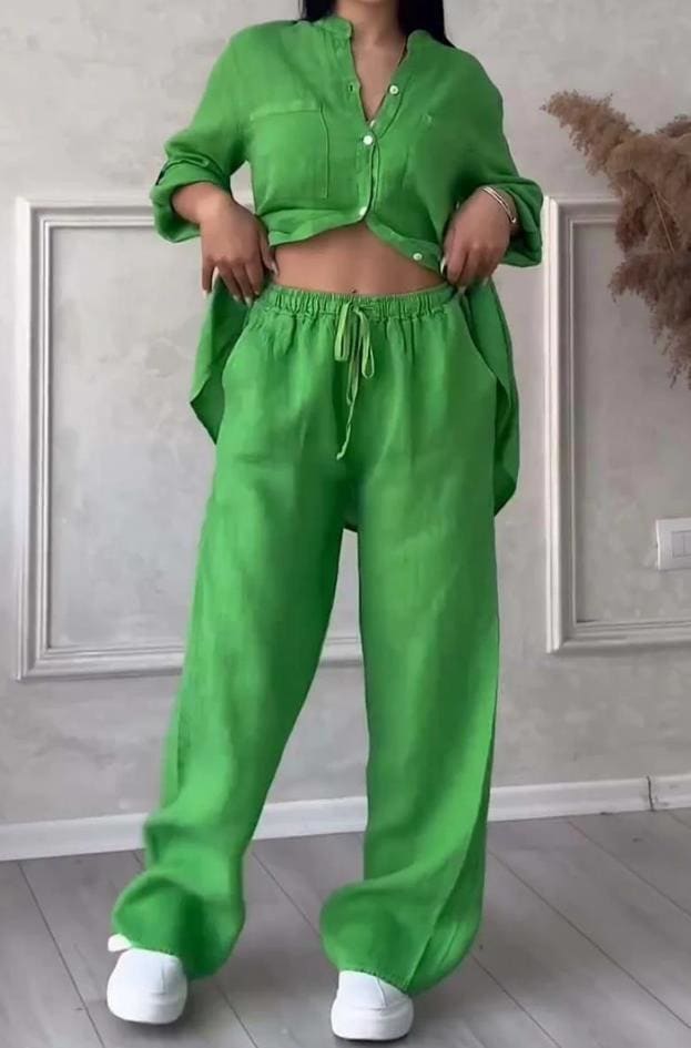 Women's New Stand Collar Long Sleeve Casual Top Two-piece Pants Pack view 2