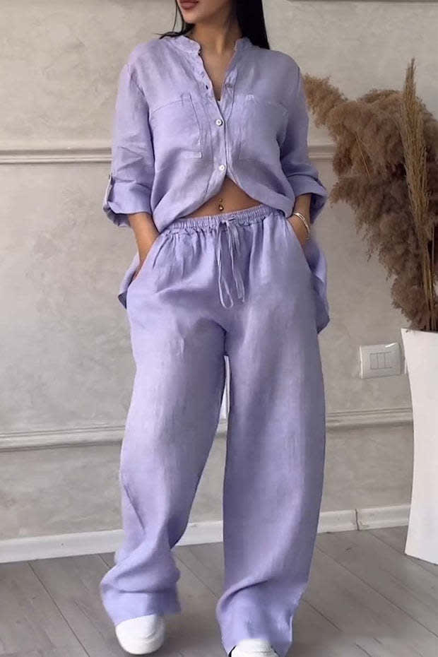 Women's New Stand Collar Long Sleeve Casual Top Two-piece Pants Pack view 7