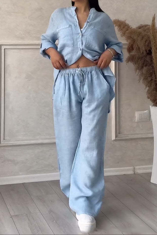 Women's New Stand Collar Long Sleeve Casual Top Two-piece Pants Pack view 4