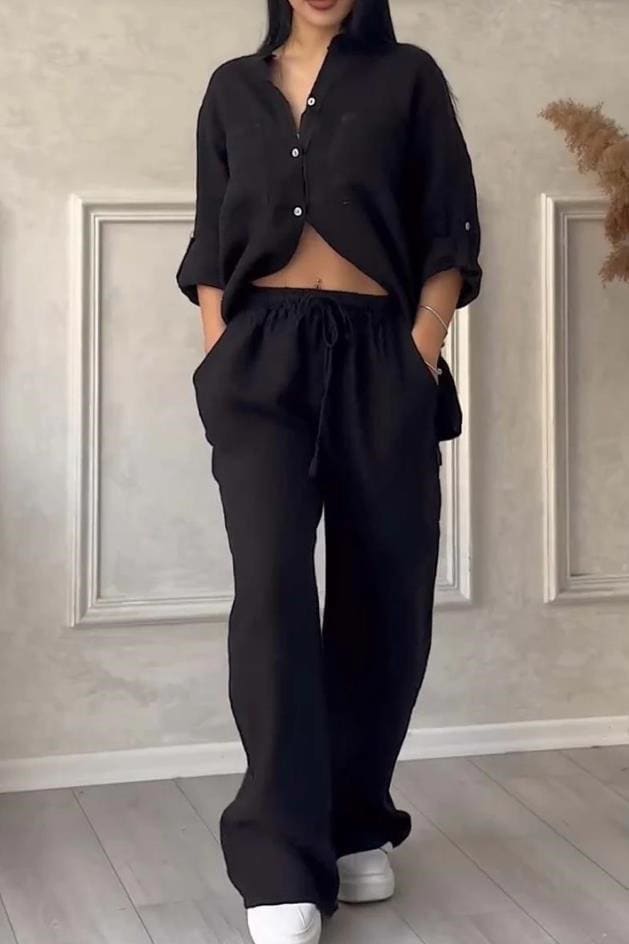 Women's New Stand Collar Long Sleeve Casual Top Two-piece Pants Pack view 12