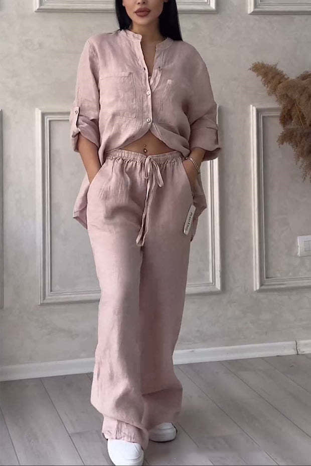 Women's New Stand Collar Long Sleeve Casual Top Two-piece Pants Pack view 6