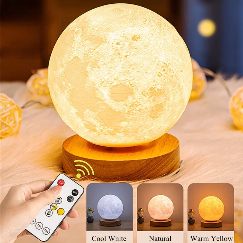 Creative 3D Magnetic Floating Levitating Moon Lamp Touch Control 3 Color Moon Light Lunar Night Light For Home Office Room Decor view 3