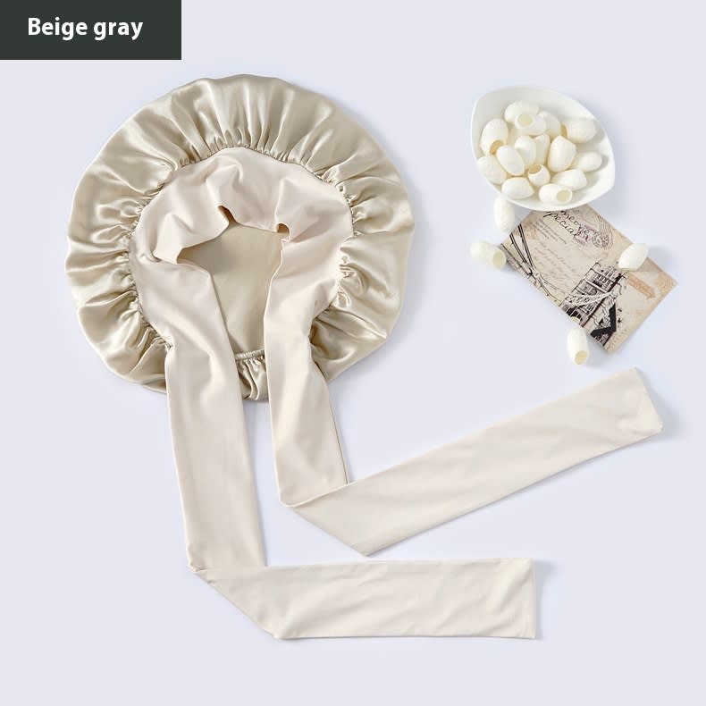 Wide-brimmed Lace-up Adjustable Elastic Large Silk Nightcap view 8