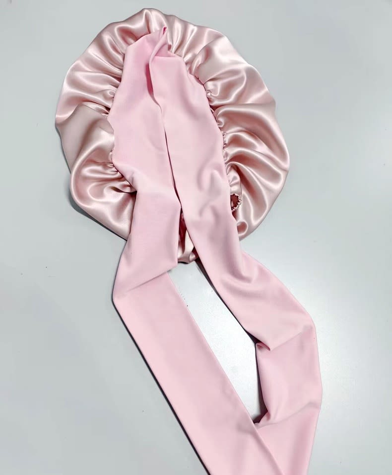 Wide-brimmed Lace-up Adjustable Elastic Large Silk Nightcap view 9