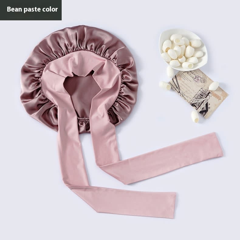 Wide-brimmed Lace-up Adjustable Elastic Large Silk Nightcap view 11