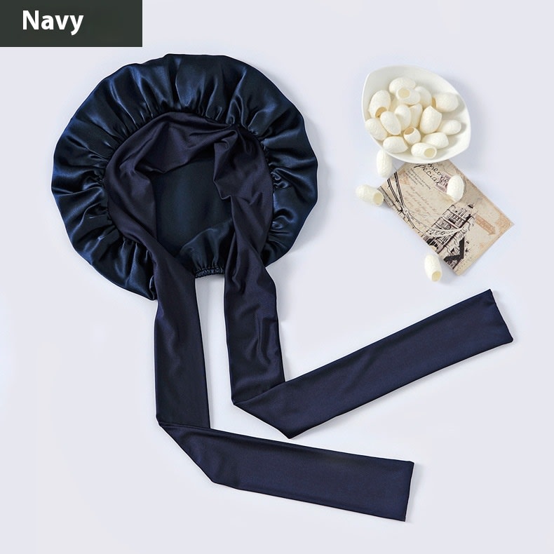Wide-brimmed Lace-up Adjustable Elastic Large Silk Nightcap view 7