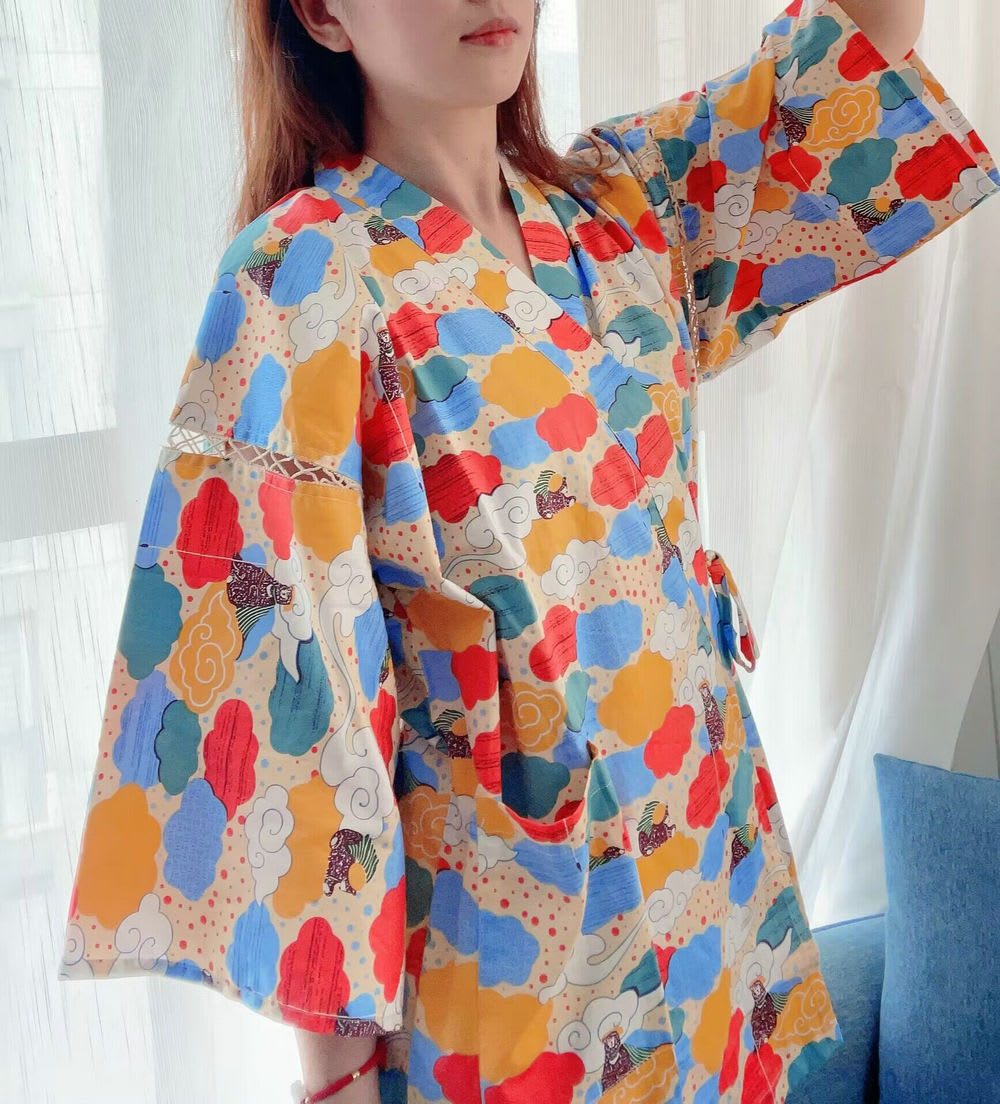 Summer Women's Pure Cotton Short Sleeved Japanese Kimono And Style Short Sleeved Pajamas view 6