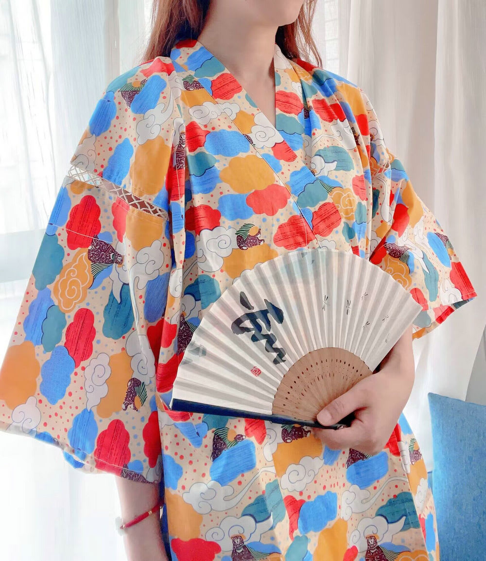 Summer Women's Pure Cotton Short Sleeved Japanese Kimono And Style Short Sleeved Pajamas view 2