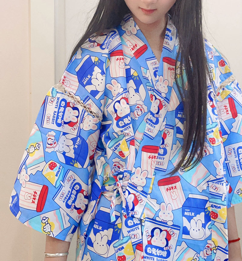 Summer Women's Pure Cotton Short Sleeved Japanese Kimono And Style Short Sleeved Pajamas view 4