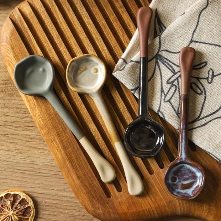 Ceramic Long Handle Small Spoon Household Dining Spoon view 4