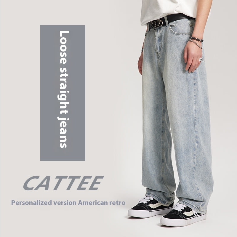 American Style Trend Washed Straight Jeans view 6