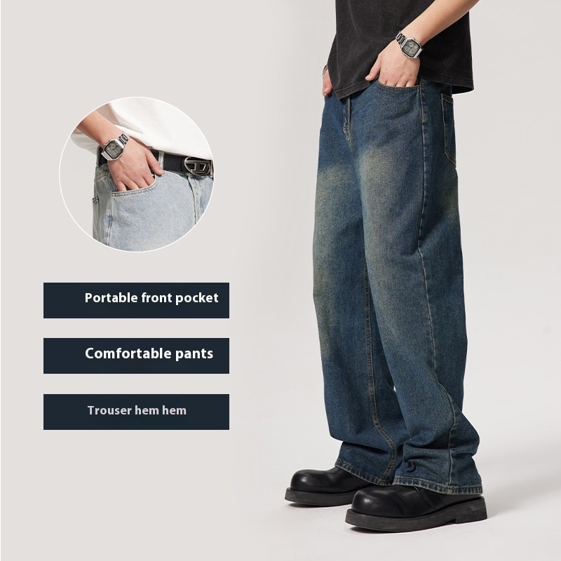 American Style Trend Washed Straight Jeans view 2