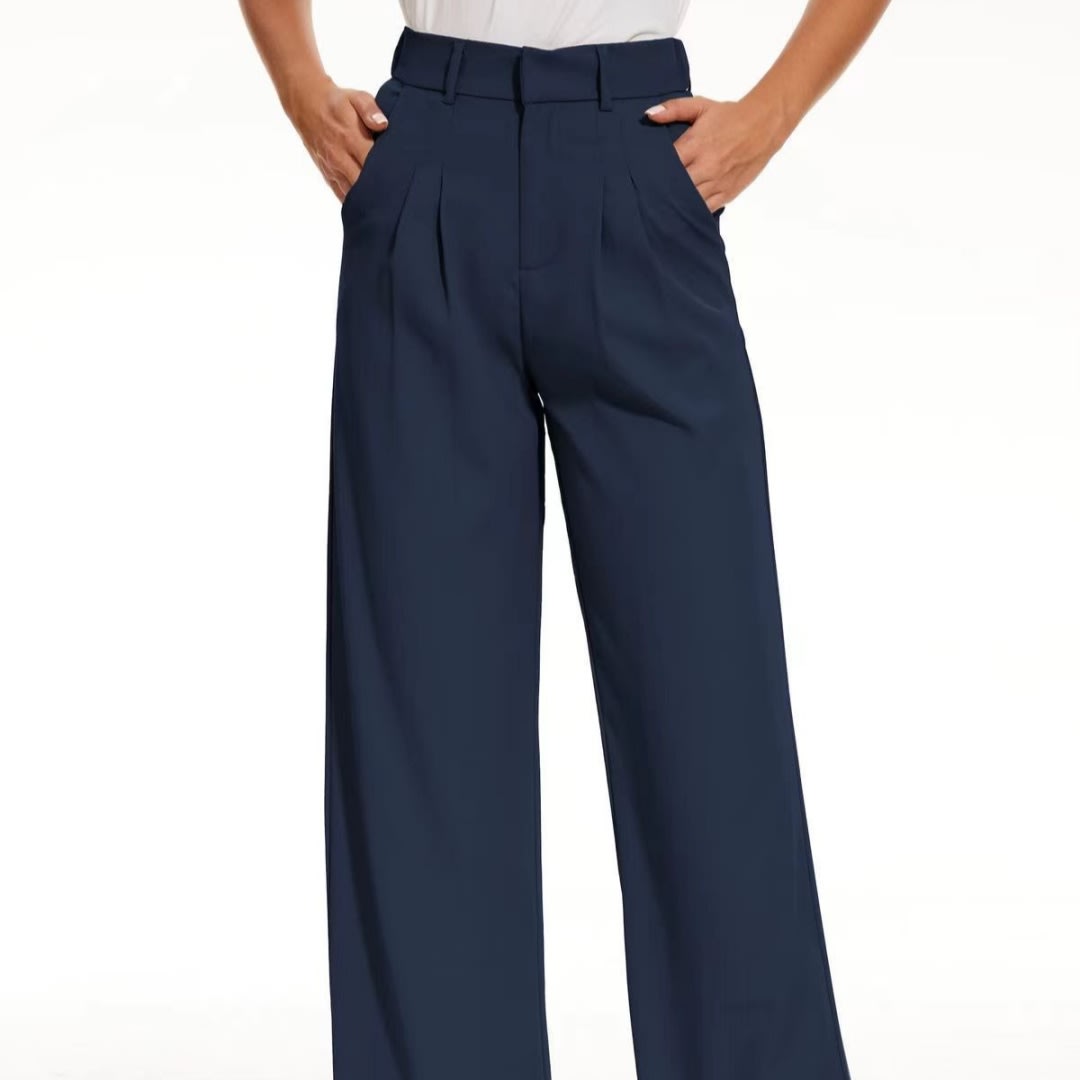 Pocket High Waist Wide Leg Casual Suit Pants view 3