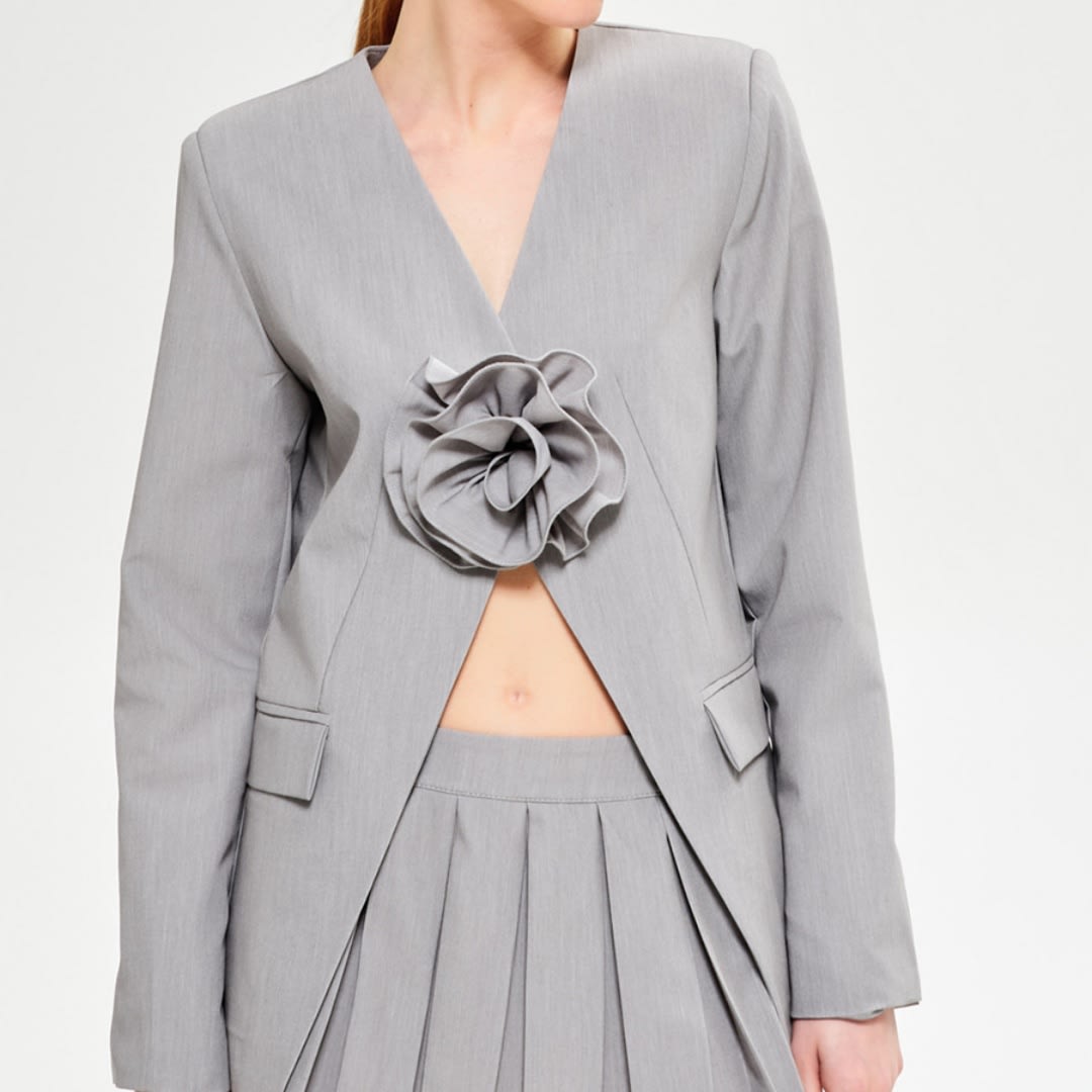 Women's Design Stitching Flower Suit Jacket view 4