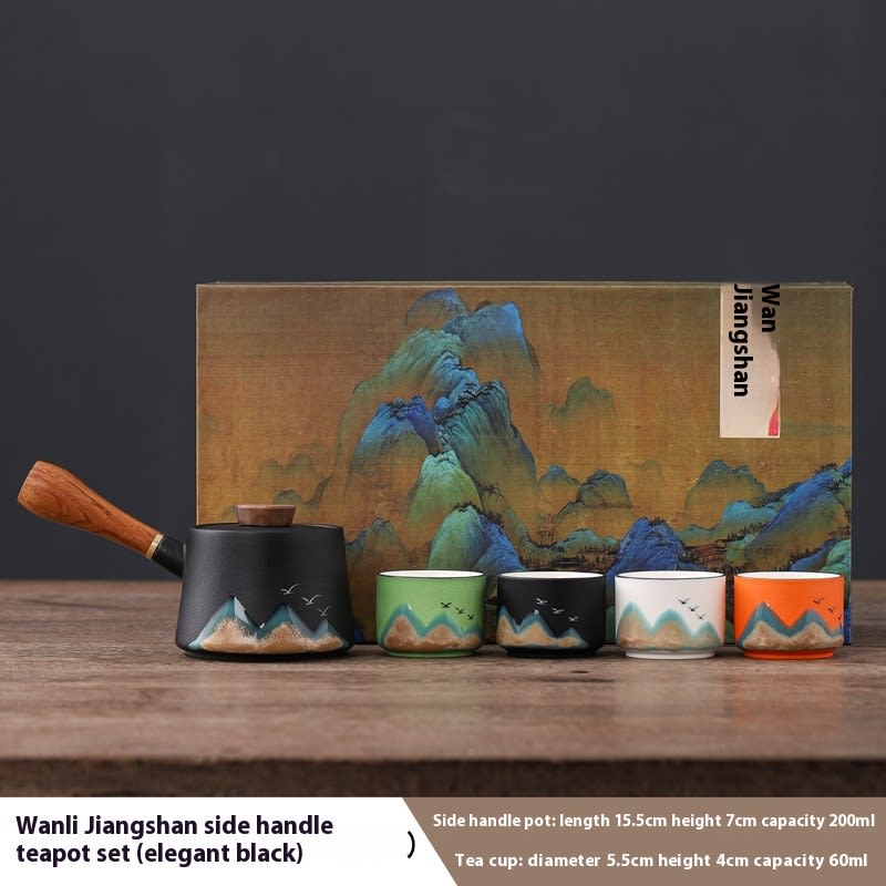 Cultural Creative China-chic Handle Pot Tea Set Cups Camp view 3