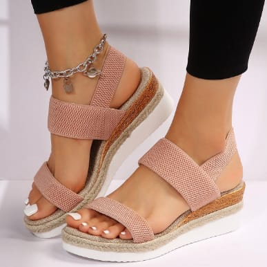 Peep Toe Plus Size Buckle Wedge Platform view 3
