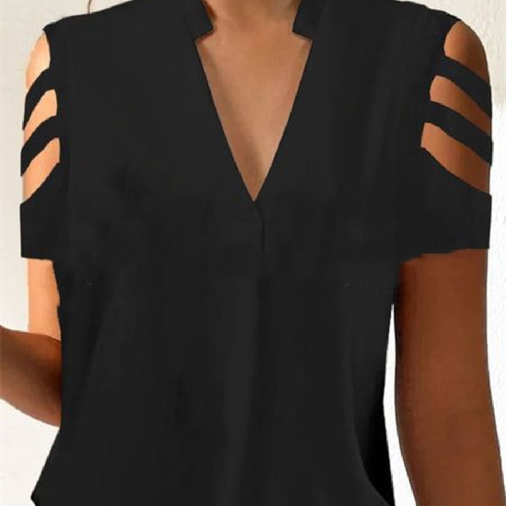 Hollow Sleeve Short Sleeve Spring And Summer Solid Color Casual Women's Top view 2