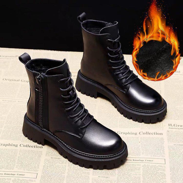 Velvet Motorcycle Internet Celebrity Girl Short Boots view 3