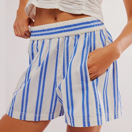 Y2K Stripe Print Shorts Summer Fashion Elastic Beach Pants With Pockets Womens Clothing view 4