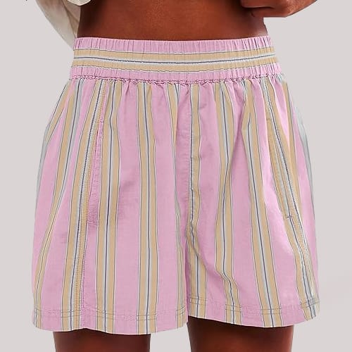Y2K Stripe Print Shorts Summer Fashion Elastic Beach Pants With Pockets Womens Clothing view 11