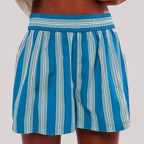 Y2K Stripe Print Shorts Summer Fashion Elastic Beach Pants With Pockets Womens Clothing view 10