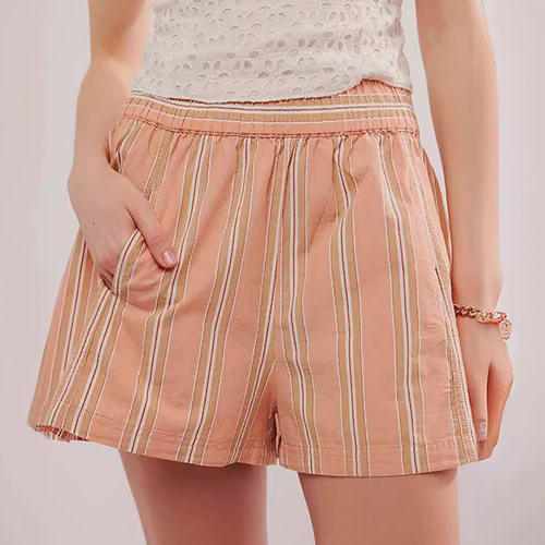 Y2K Stripe Print Shorts Summer Fashion Elastic Beach Pants With Pockets Womens Clothing view 9