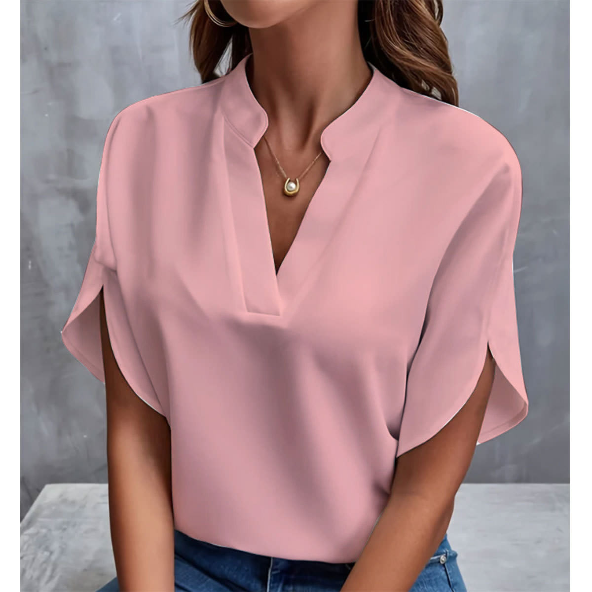 Summer Short-sleeved Chiffon Shirt New V-neck Shirt Women's Casual Versatile Clothing view 15
