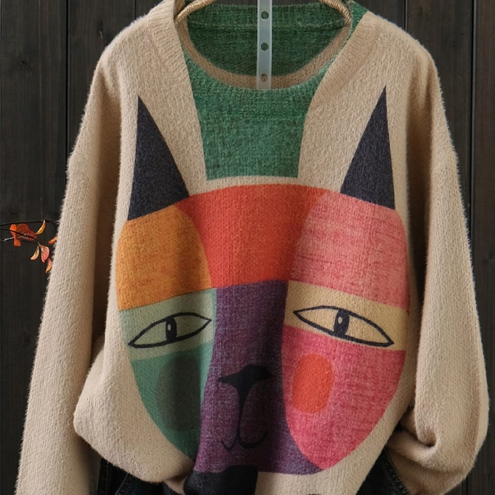 Round Neck Plus Size Pullover Knitting White Outerwear Slimming Loose Mink Fur Long Sleeve Sweater view 7