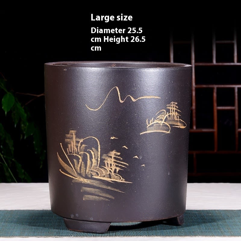 Cliff Style Cylindrical Minimalist Purple Sand Flowerpot view 8