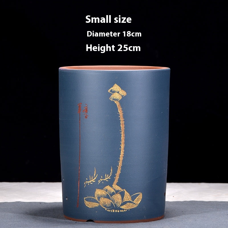 Cliff Style Cylindrical Minimalist Purple Sand Flowerpot view 17