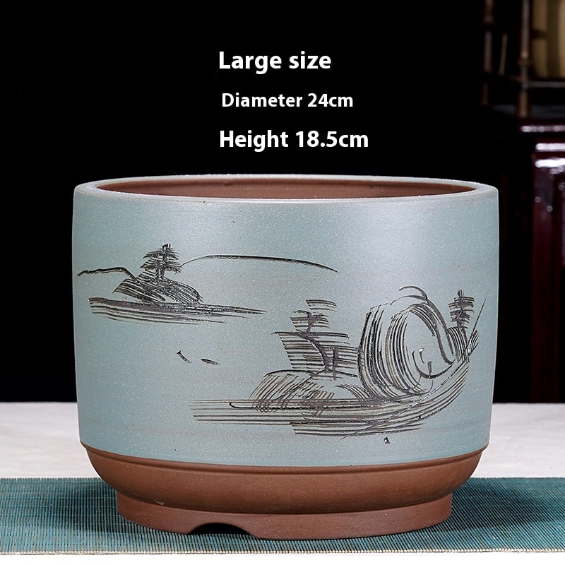Cliff Style Cylindrical Minimalist Purple Sand Flowerpot view 19