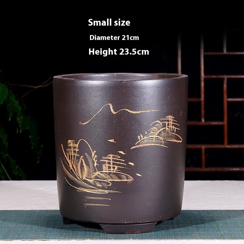 Cliff Style Cylindrical Minimalist Purple Sand Flowerpot view 22